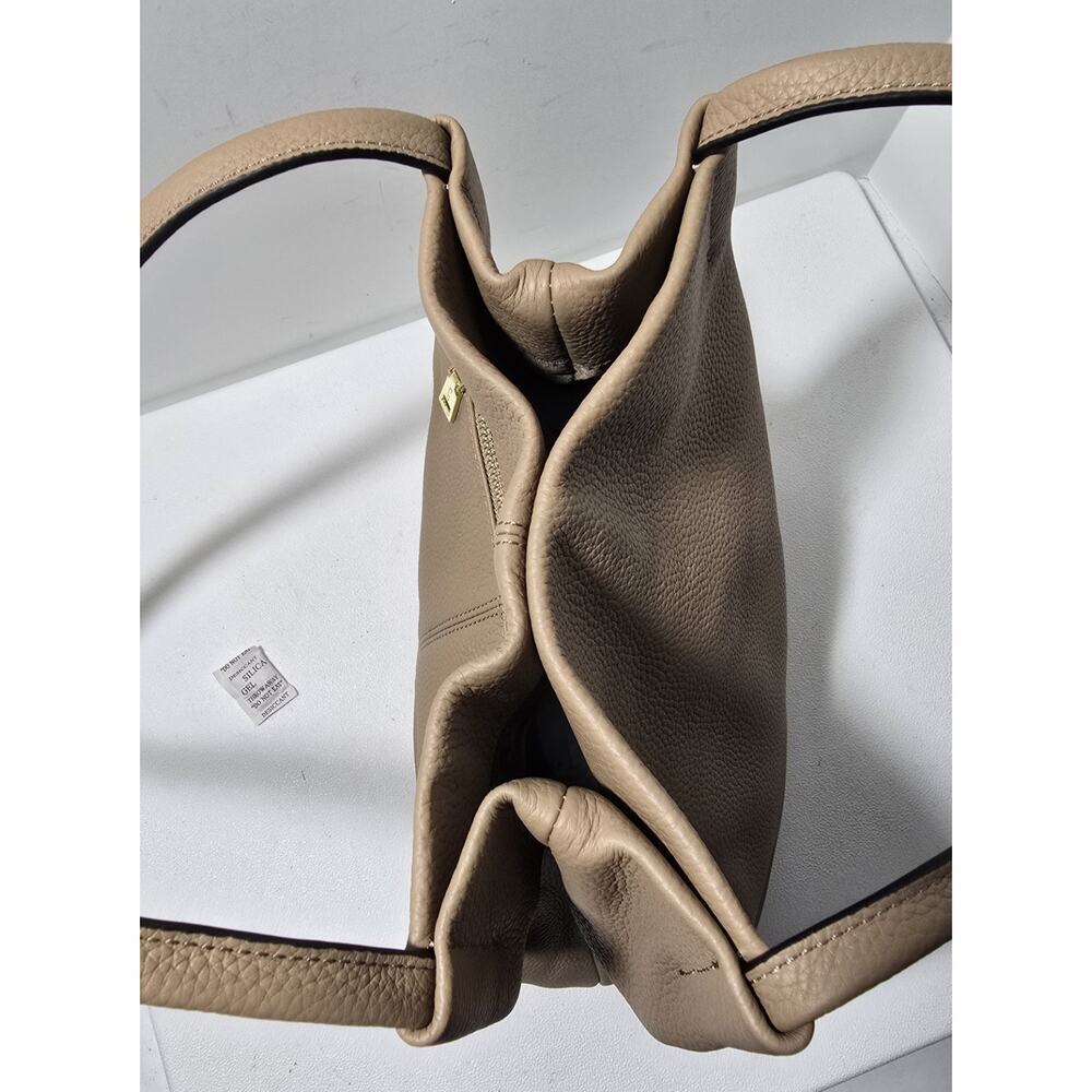 Kattee Leather Shoulder Bag Tote Purse Handbag Soft Genuine Leather Taupe - Picture 10 of 15